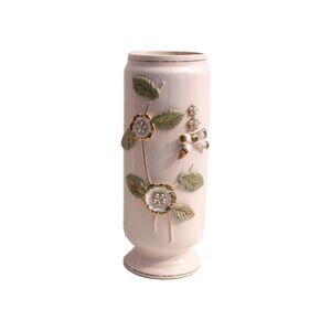 Vtg Tilso Vase Painted Pink & Gold Raised 8 1/2" Tall Japan